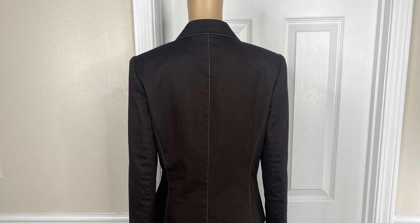 Tahari ASL Cotton Rayon Spandex Blazer Size 4 Brown Lined Pocket 1 Piece