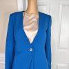 Preston & York Polyester Spandex Skirt Suit Size 6 Top Size S Blue V Neck 2 PC