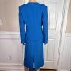 Preston & York Polyester Spandex Skirt Suit Size 6 Top Size S Blue V Neck 2 PC