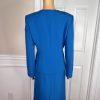 Preston & York Polyester Spandex Skirt Suit Size 6 Top Size S Blue V Neck 2 PC