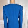 Preston & York Polyester Spandex Skirt Suit Size 6 Top Size S Blue V Neck 2 PC