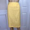 Larry Levine Women Linen Rayon Skirt Suit Size 6 Yellow Lined Notch Collar 2pc