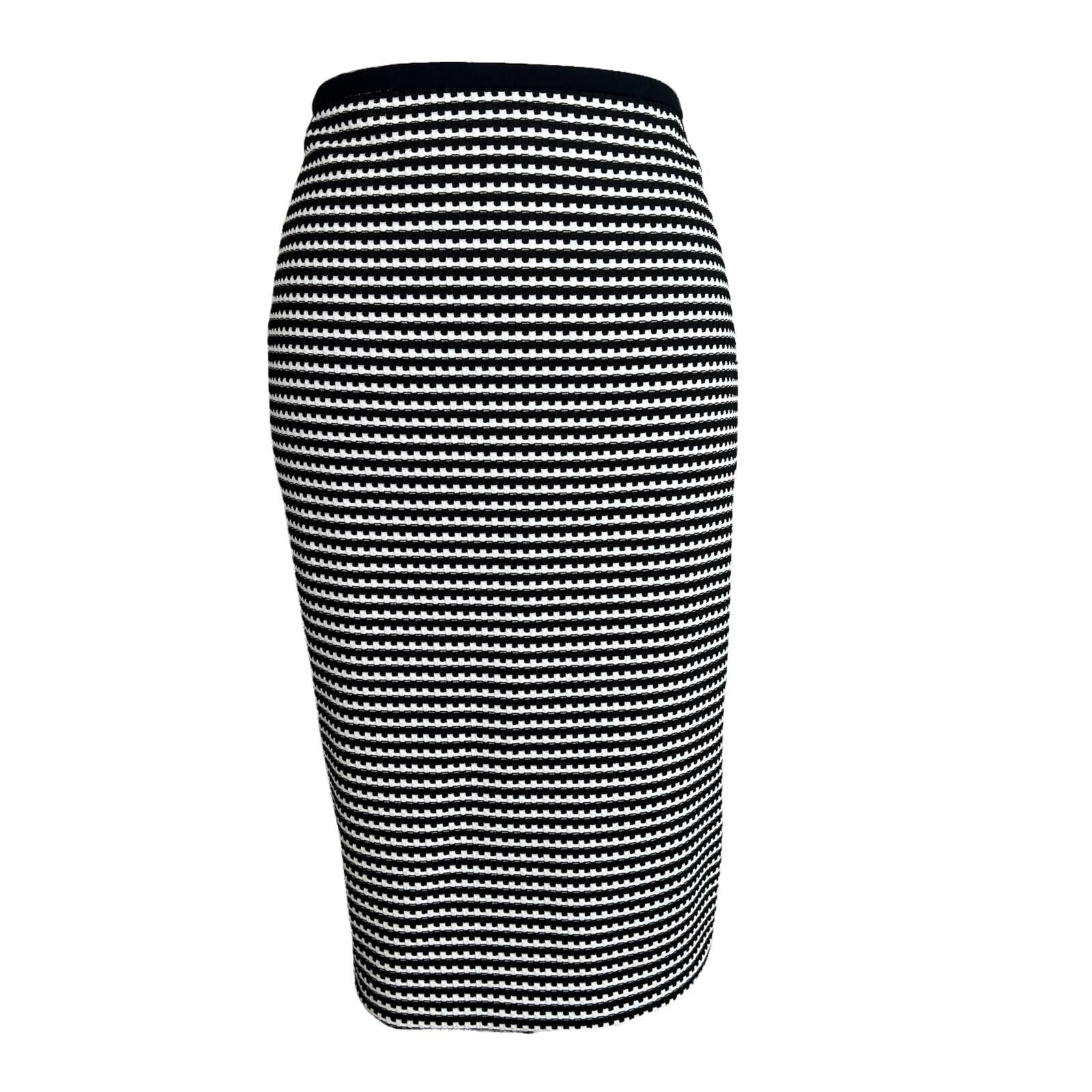 Nine West Women Polyester Spandex Skirt Size 8 Black White Lined Pencil