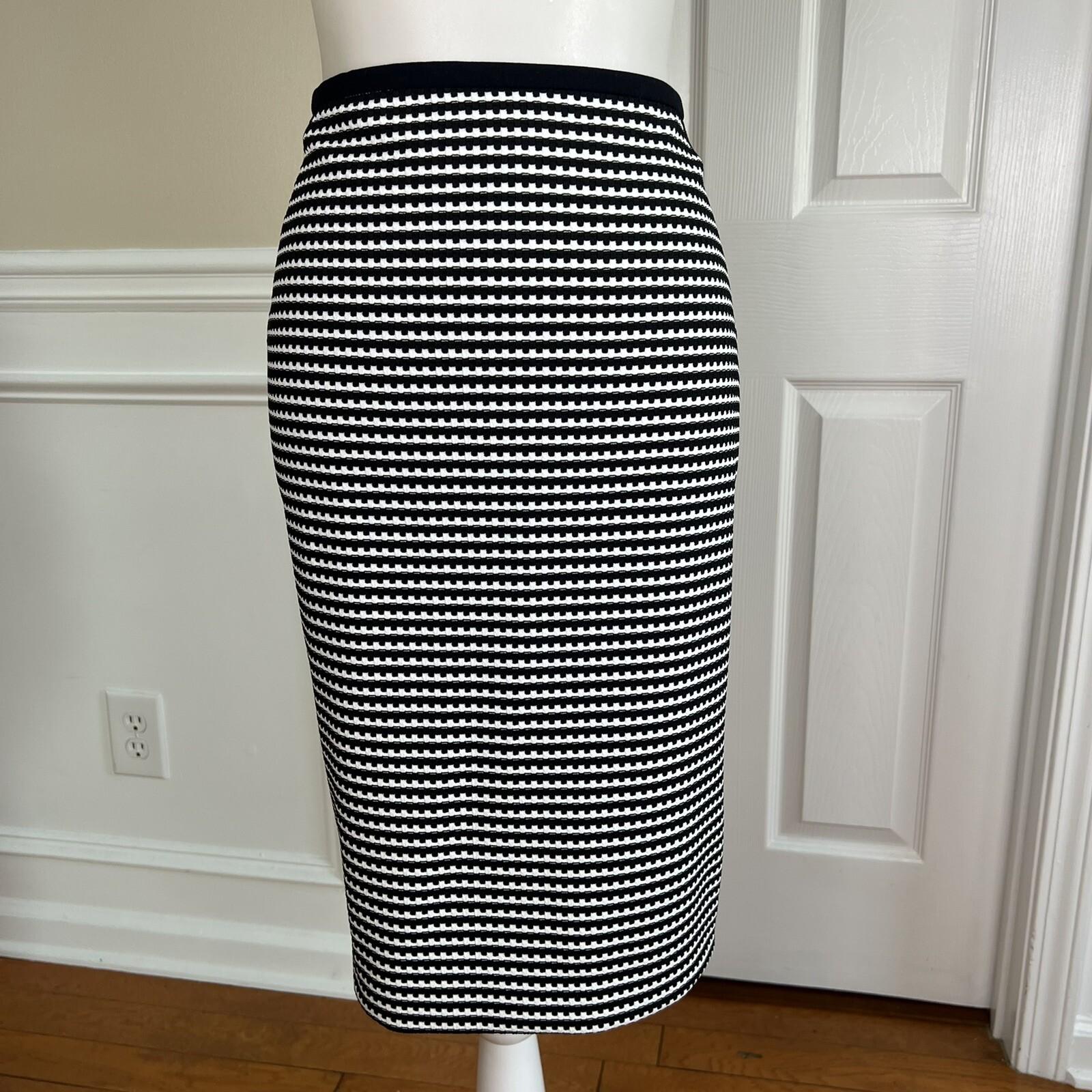Nine West Women Polyester Spandex Skirt Size 8 Black White Lined Pencil
