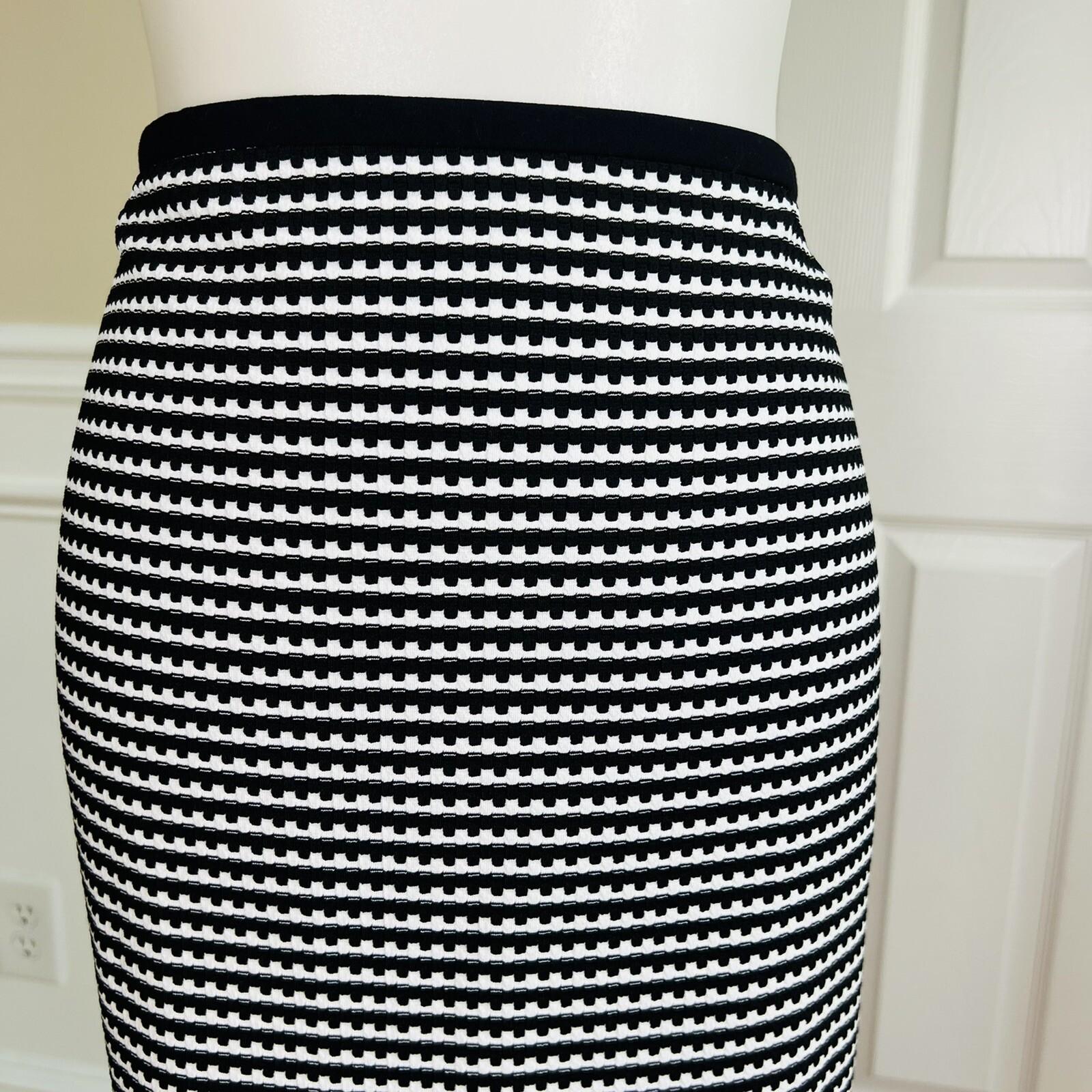 Nine West Women Polyester Spandex Skirt Size 8 Black White Lined Pencil