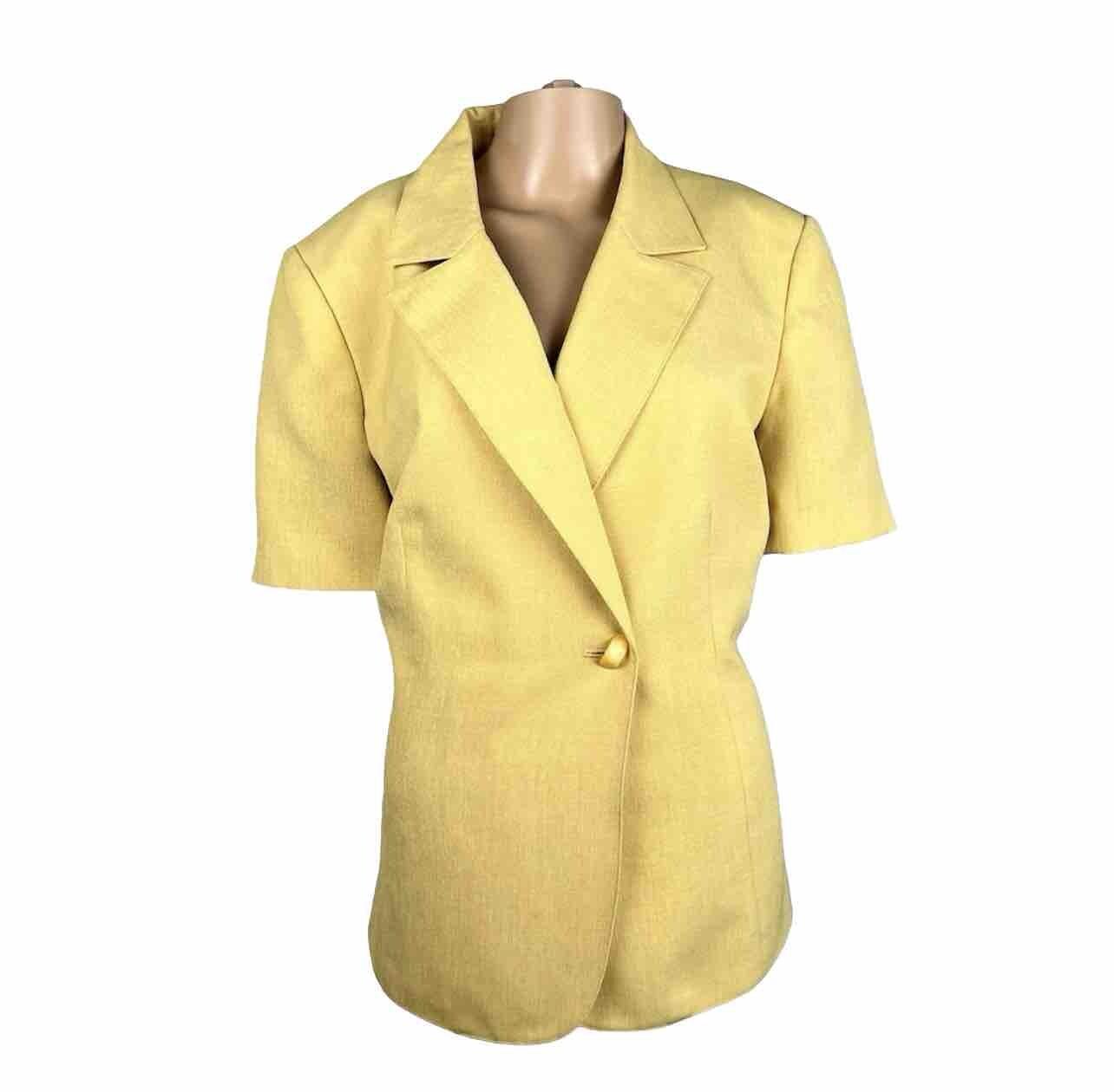 Le Suit Women Polyester Blazer Size 14Yellow Lined Notch Collar Wrap