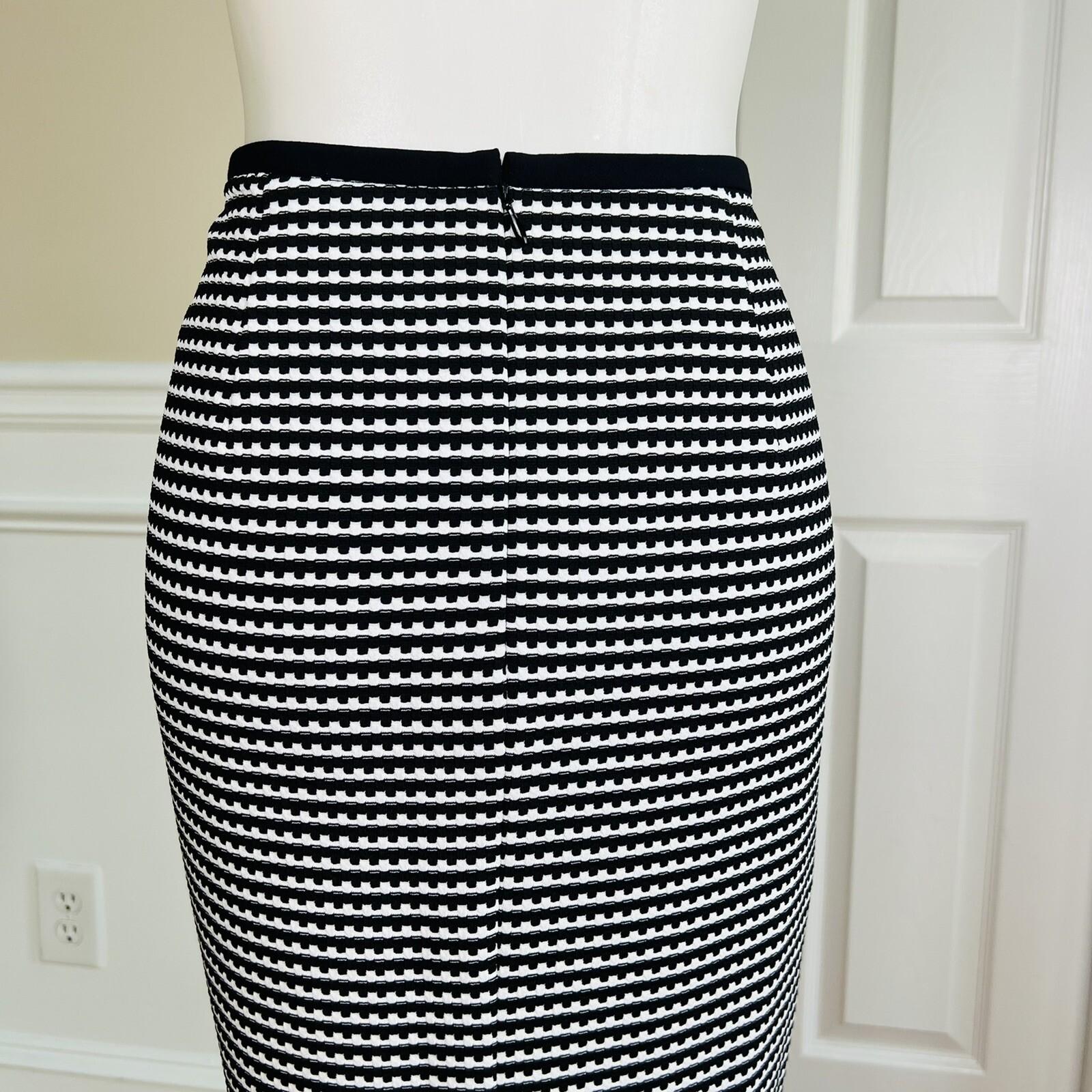 Nine West Women Polyester Spandex Skirt Size 8 Black White Lined Pencil