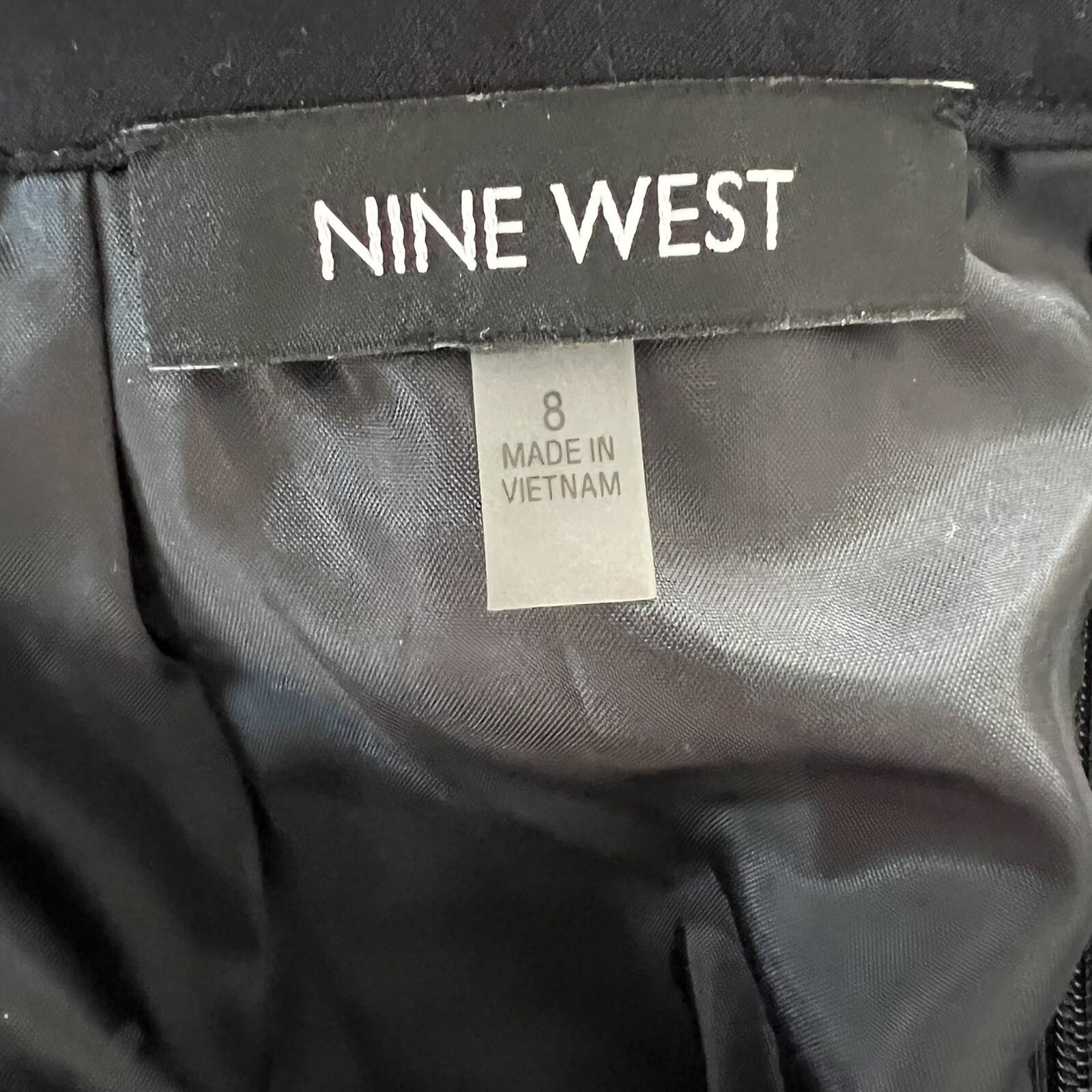 Nine West Women Polyester Spandex Skirt Size 8 Black White Lined Pencil