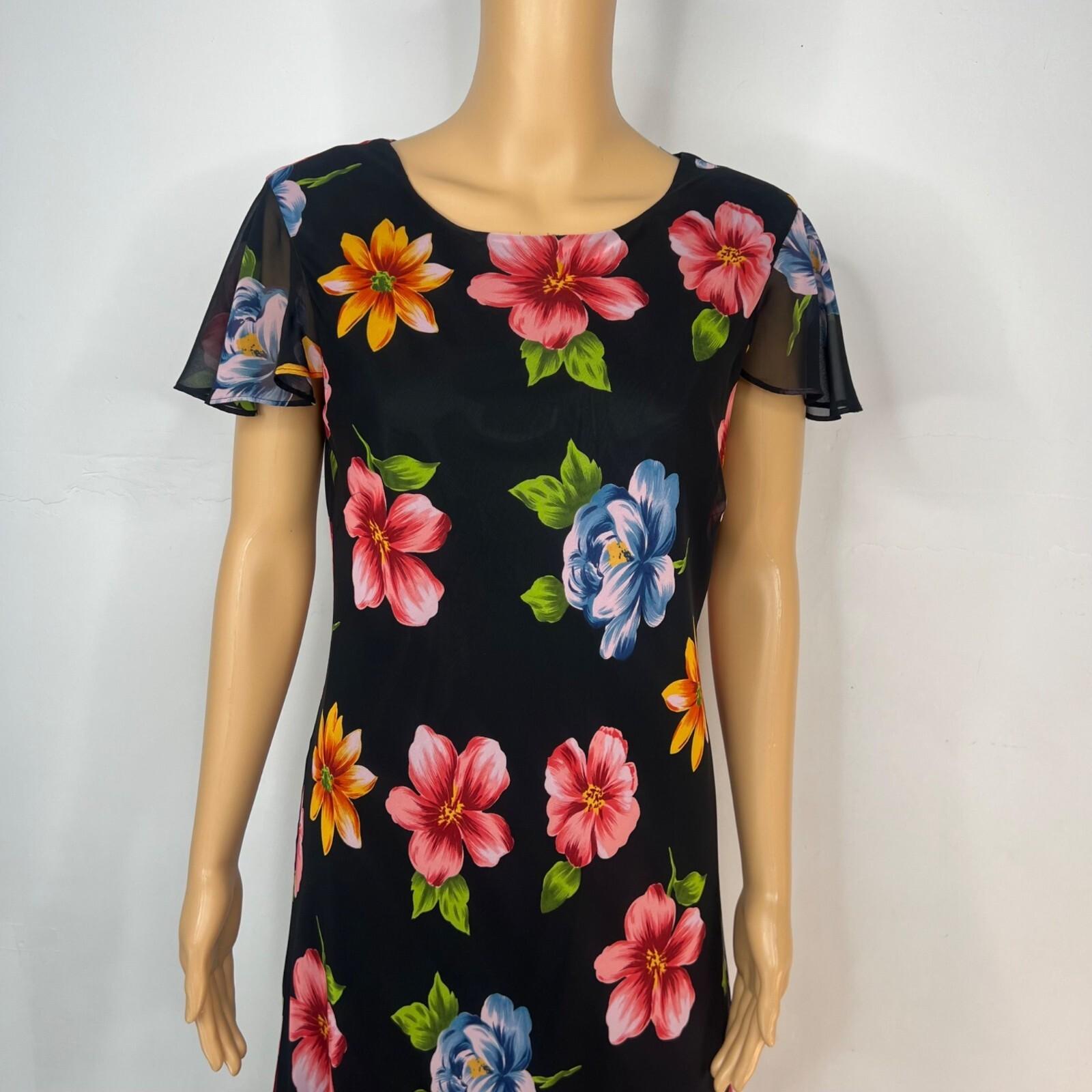 10-5074.jpg Mary Mcfadden Vintage Maxi Dress Size 10 Floral Flounce Flutter Sleeves Chic