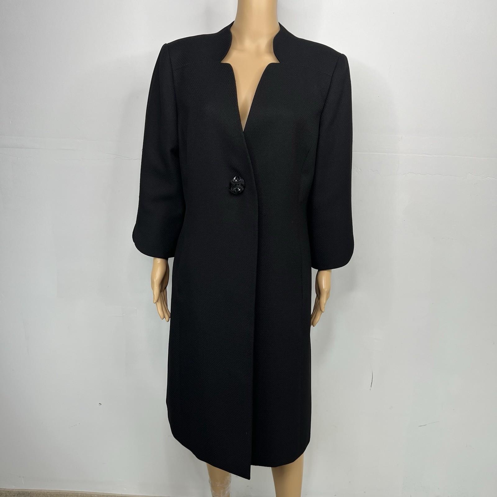 Kasper Polyester Skirt Suit 16 Black 2PC Twill Mid Length Blazer Lined Pockets