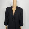 Kasper Polyester Skirt Suit 16 Black 2PC Twill Mid Length Blazer Lined Pockets