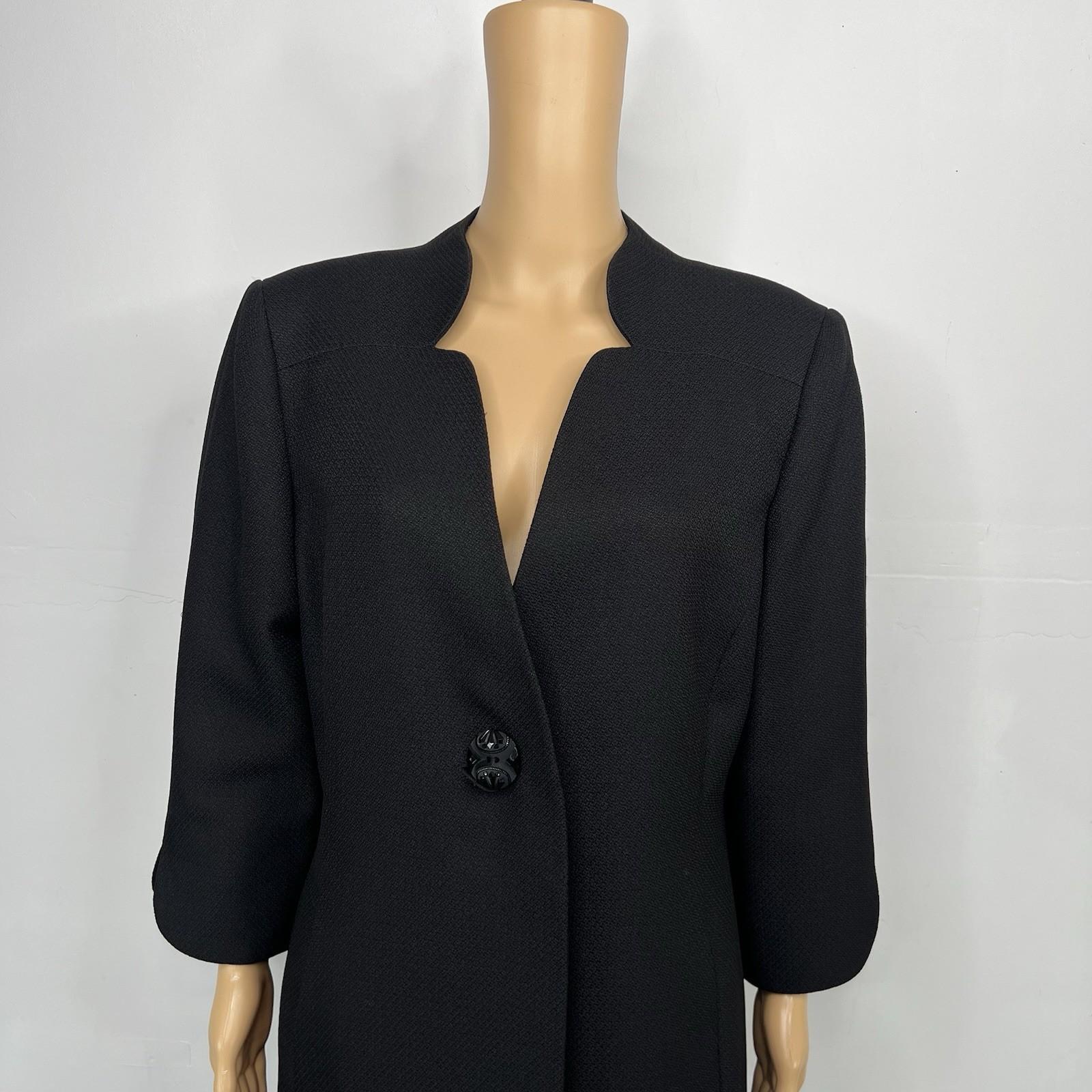 Kasper Polyester Skirt Suit 16 Black 2PC Twill Mid Length Blazer Lined Pockets
