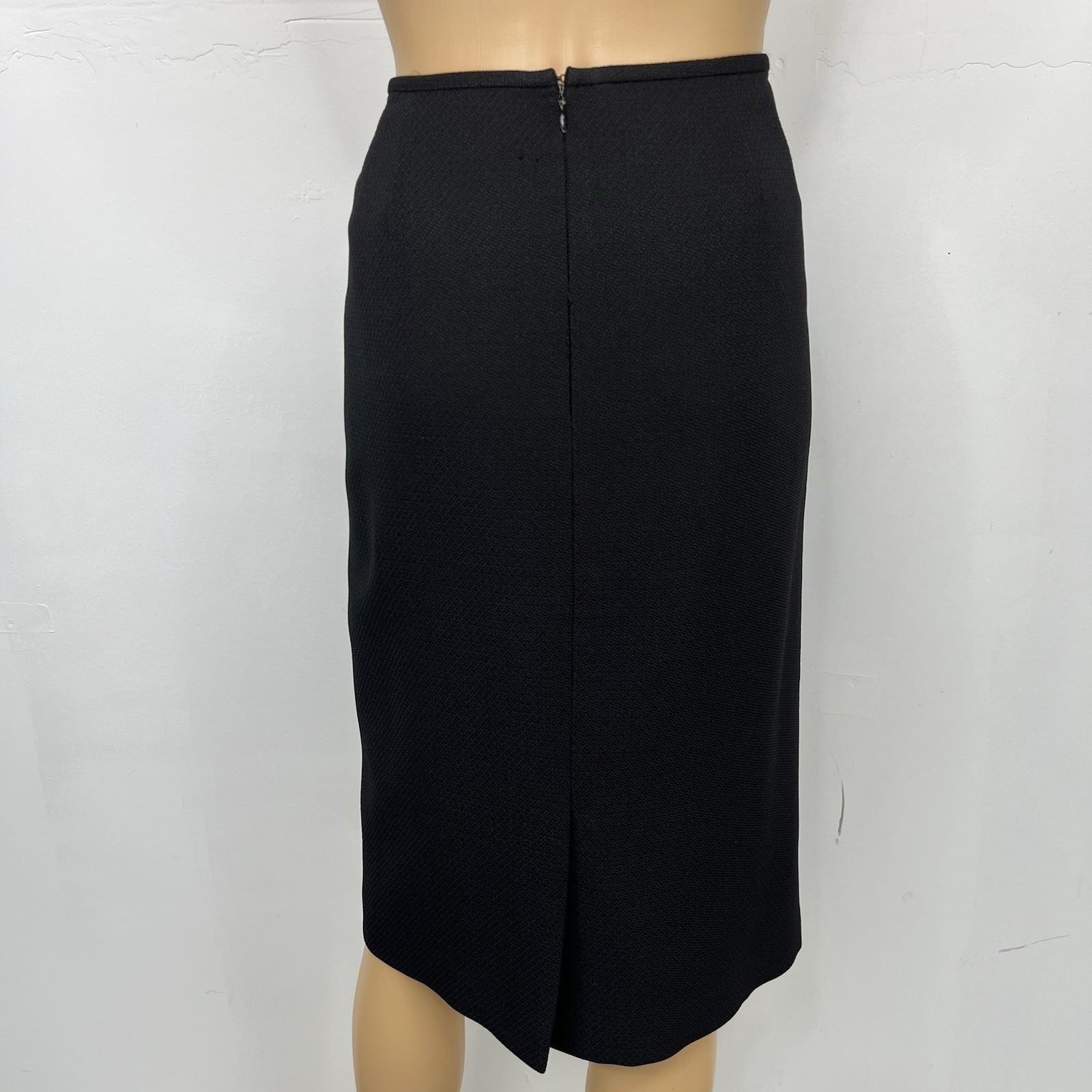 Kasper Polyester Skirt Suit 16 Black 2PC Twill Mid Length Blazer Lined Pockets