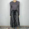 Victoria Royal LTD Sequin Stretch Dress Size 8 Gray Beaded Ball Gown Evening Bow
