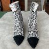 42 Gold Kiki Snakes Print Booties 8.5M Suede Heeled Pointed Toe Cut Out Ankle