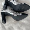 42 Gold Kiki Snakes Print Booties 8.5M Suede Heeled Pointed Toe Cut Out Ankle