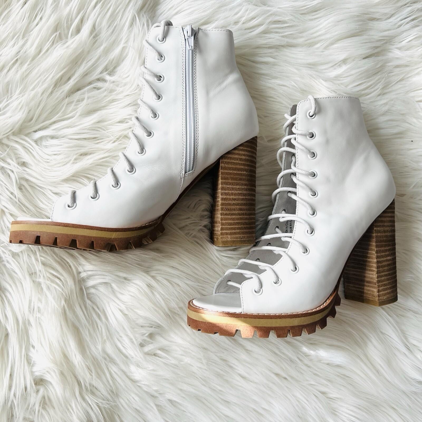 Jeffrey Campbell x Free people Palermo Leather Booties 8.5M Lace Up Open Toe New