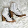 Jeffrey Campbell x Free people Palermo Leather Booties 8.5M Lace Up Open Toe New