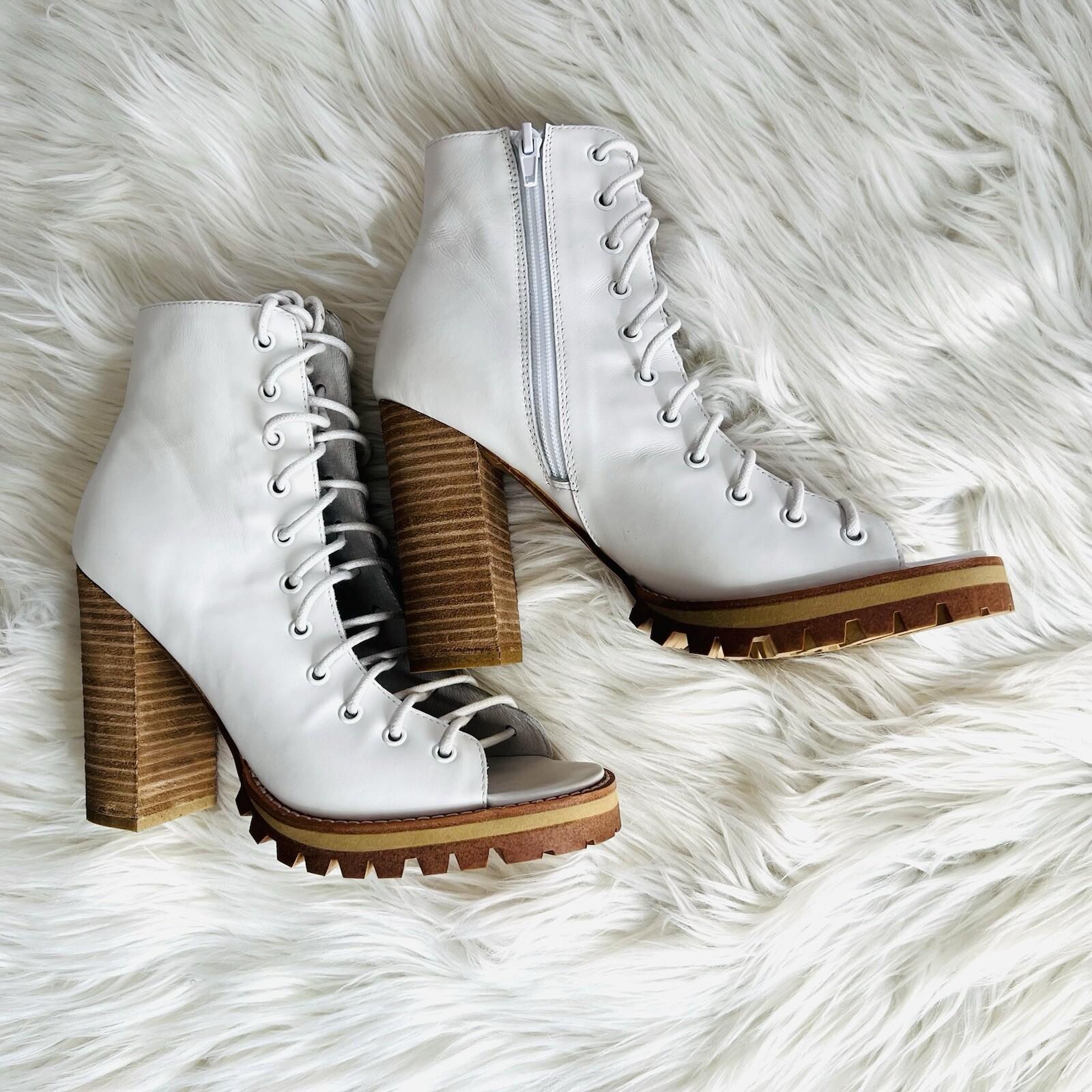 Jeffrey Campbell x Free people Palermo Leather Booties 8.5M Lace Up Open Toe New