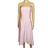 BCBGMaxazria Satin Like Dress Size 6 Pink Strapless Flared Cocktail Lined
