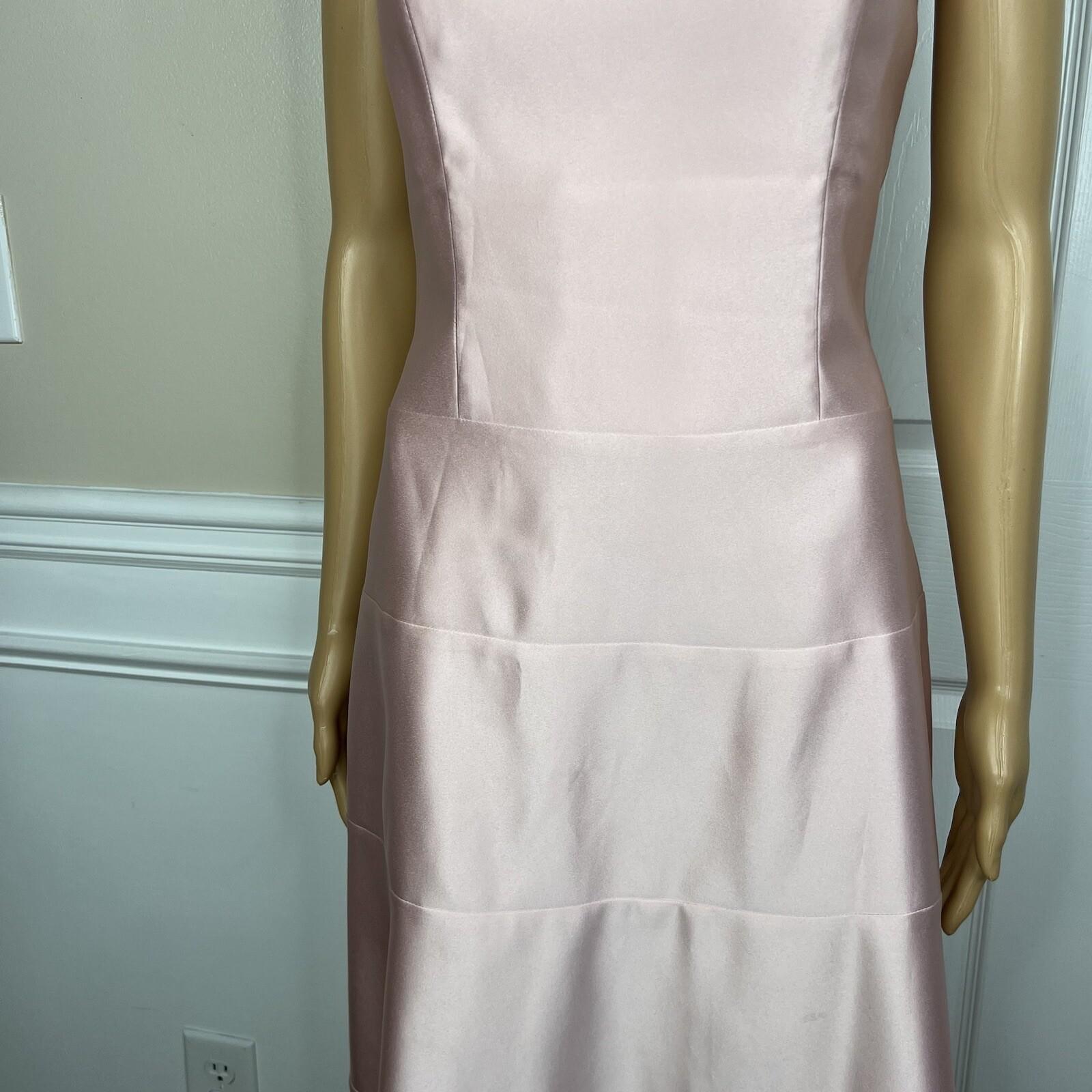 BCBGMaxazria Satin Like Dress Size 6 Pink Strapless Flared Cocktail Lined