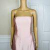 BCBGMaxazria Satin Like Dress Size 6 Pink Strapless Flared Cocktail Lined