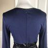 VENUS Stretch Bell Sleeves Black Blue Rayon Blend Faux Leather Belted dress Sz 6