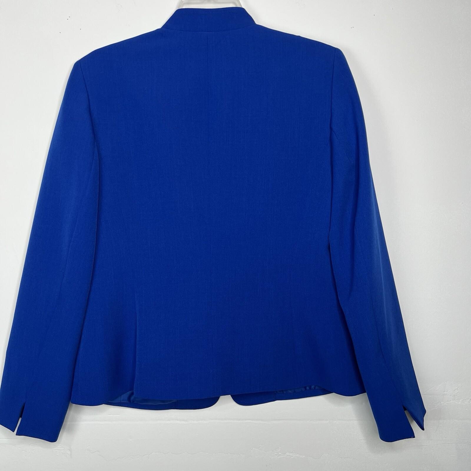 KASPER Polyester Elastane Blazer Size 6 Royal Blue Single Breasted Lined Career