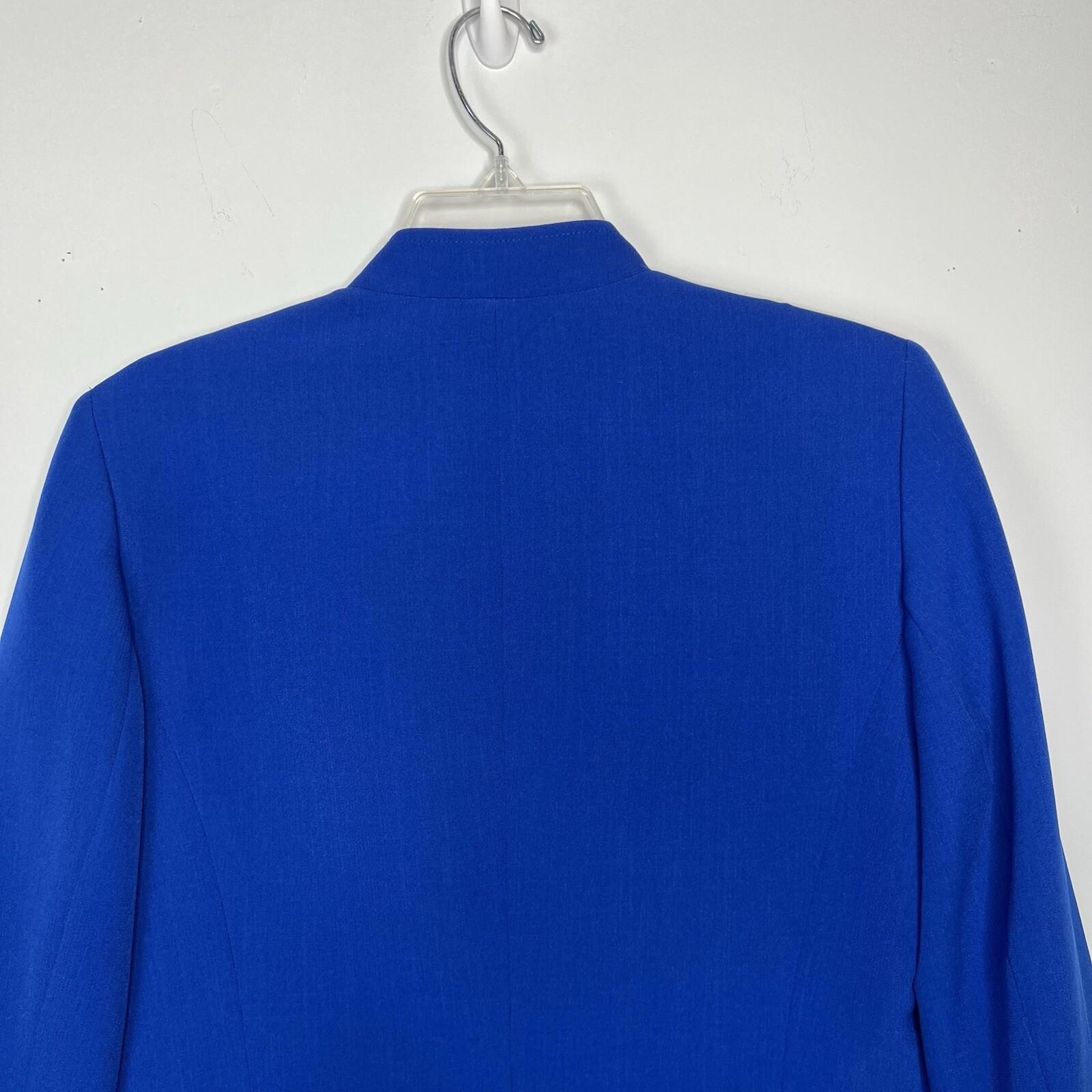 KASPER Polyester Elastane Blazer Size 6 Royal Blue Single Breasted Lined Career