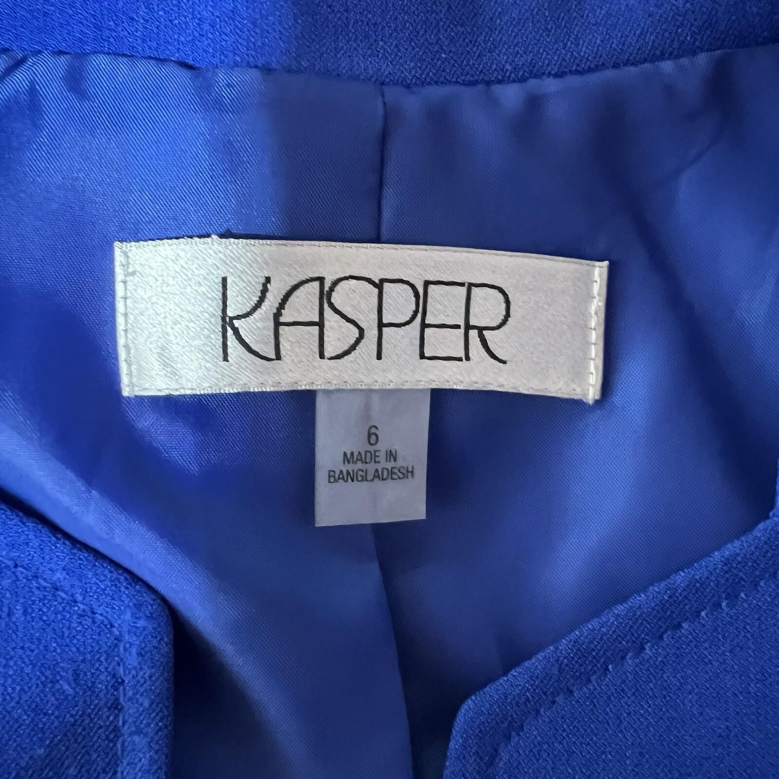 KASPER Polyester Elastane Blazer Size 6 Royal Blue Single Breasted Lined Career