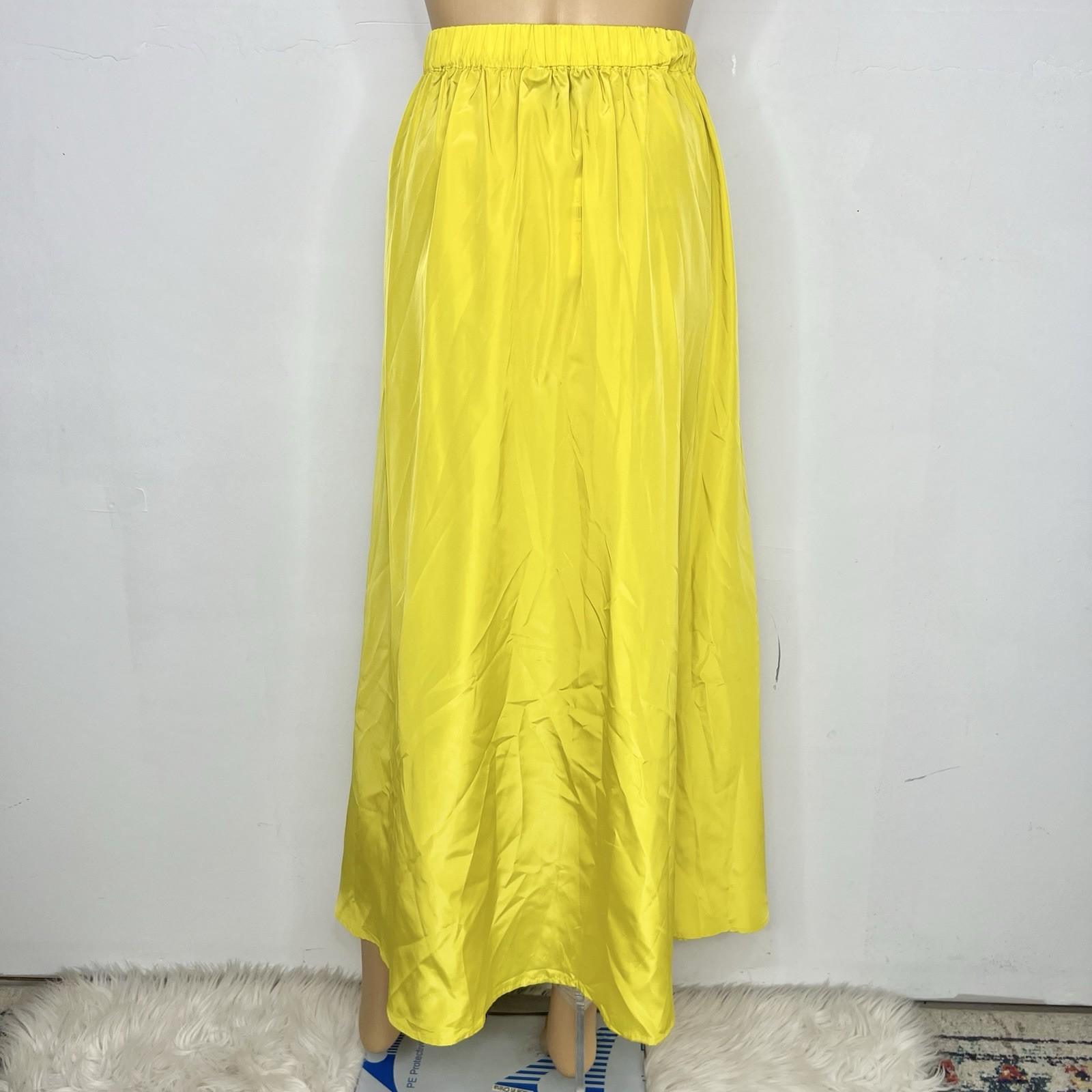 Anthropologie Sunday In Brooklyn Maxi Skirt S Gold Stretch Waist Flared Slit New
