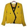 Gloria Vanderbilt Women Polyester Rayon Blazer Size 12 Yellow Striped Lined