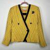 Gloria Vanderbilt Women Polyester Rayon Blazer Size 12 Yellow Striped Lined