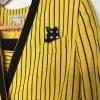 Gloria Vanderbilt Women Polyester Rayon Blazer Size 12 Yellow Striped Lined