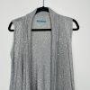 Alice + Olivia Overlay Cascading Drape Open Front Cardigan M Sequin Knit Gray