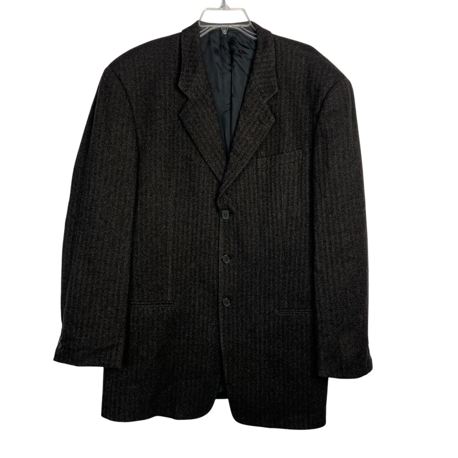 Armani Collezioni Men Vintage Cashmere Blazer 42L Brown Black Single Breasted