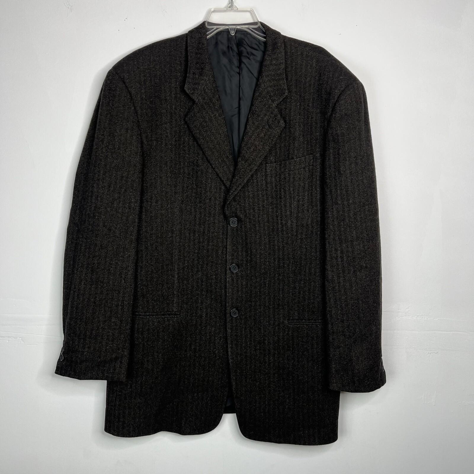 Armani Collezioni Men Vintage Cashmere Blazer 42L Brown Black Single Breasted