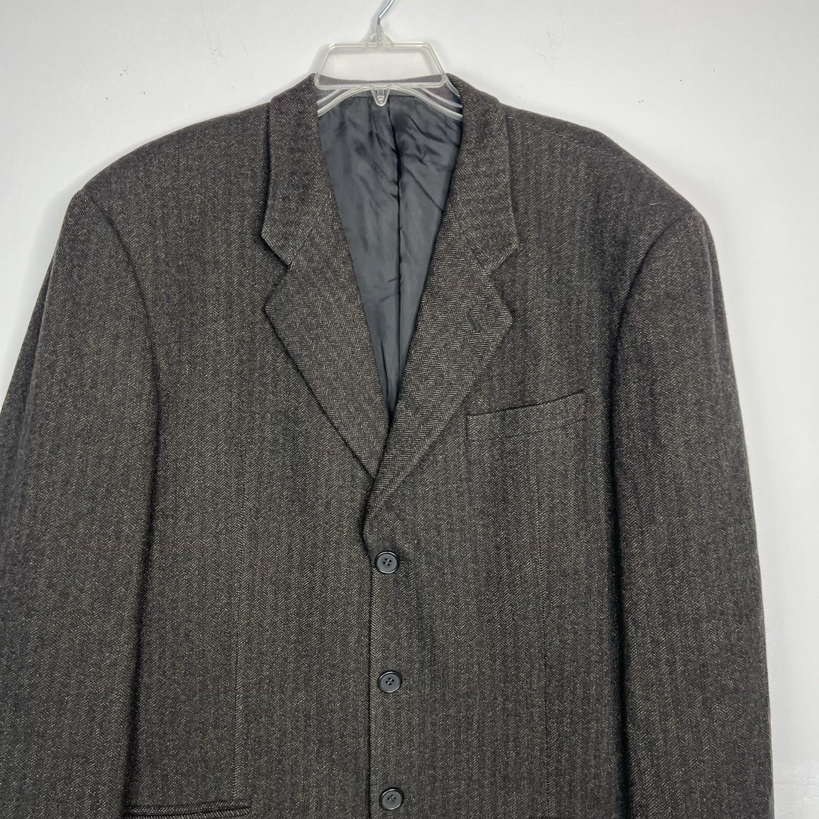 Armani Collezioni Men Vintage Cashmere Blazer 42L Brown Black Single Breasted