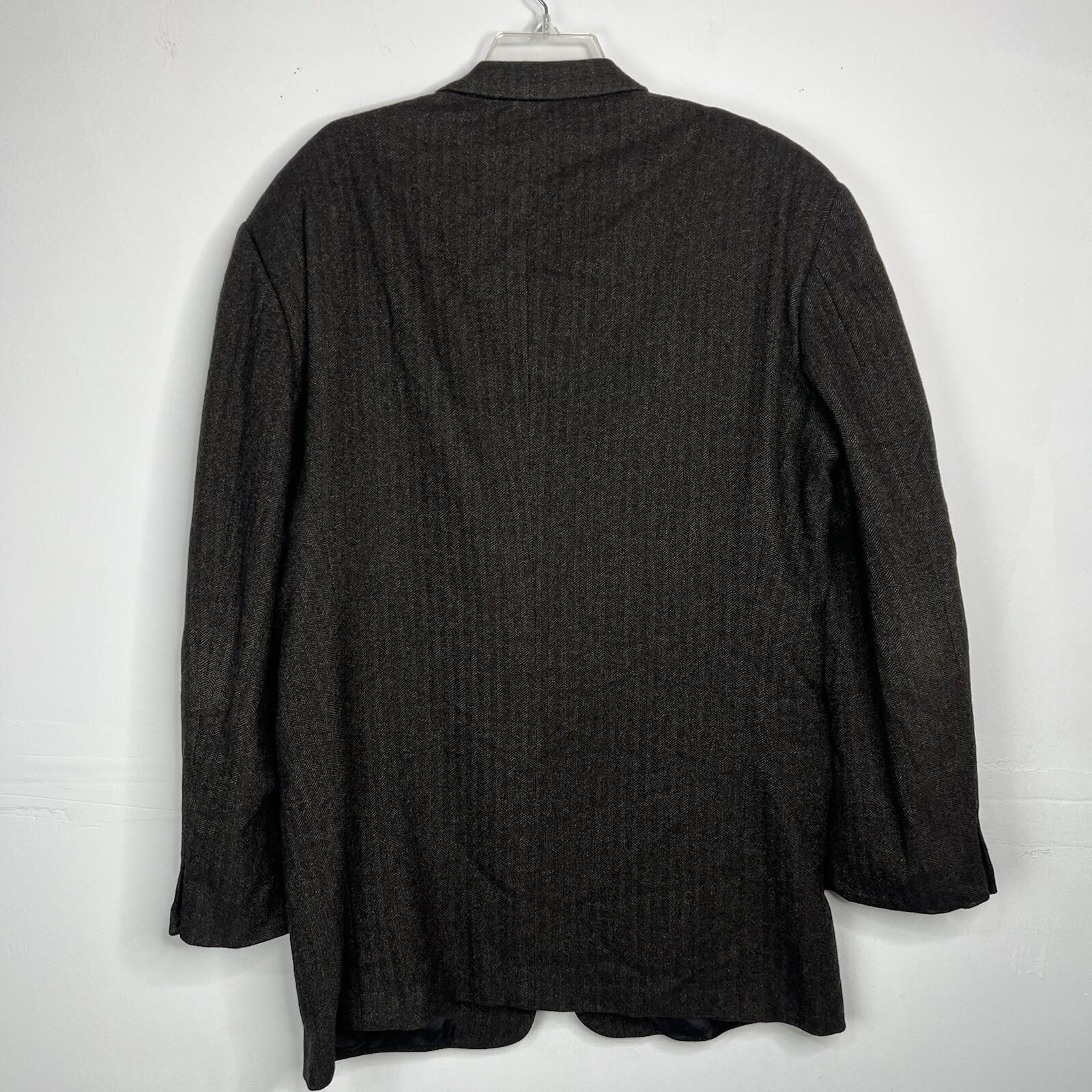 Armani Collezioni Men Vintage Cashmere Blazer 42L Brown Black Single Breasted