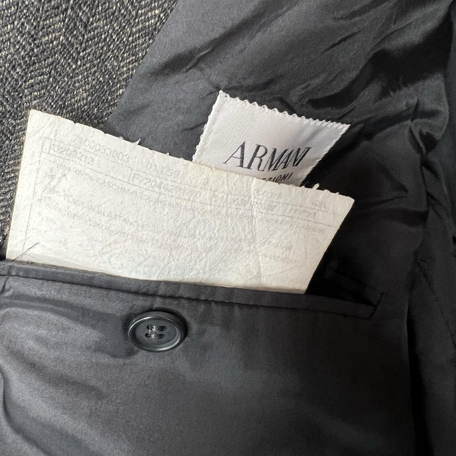 Armani Collezioni Men Vintage Cashmere Blazer 42L Brown Black Single Breasted