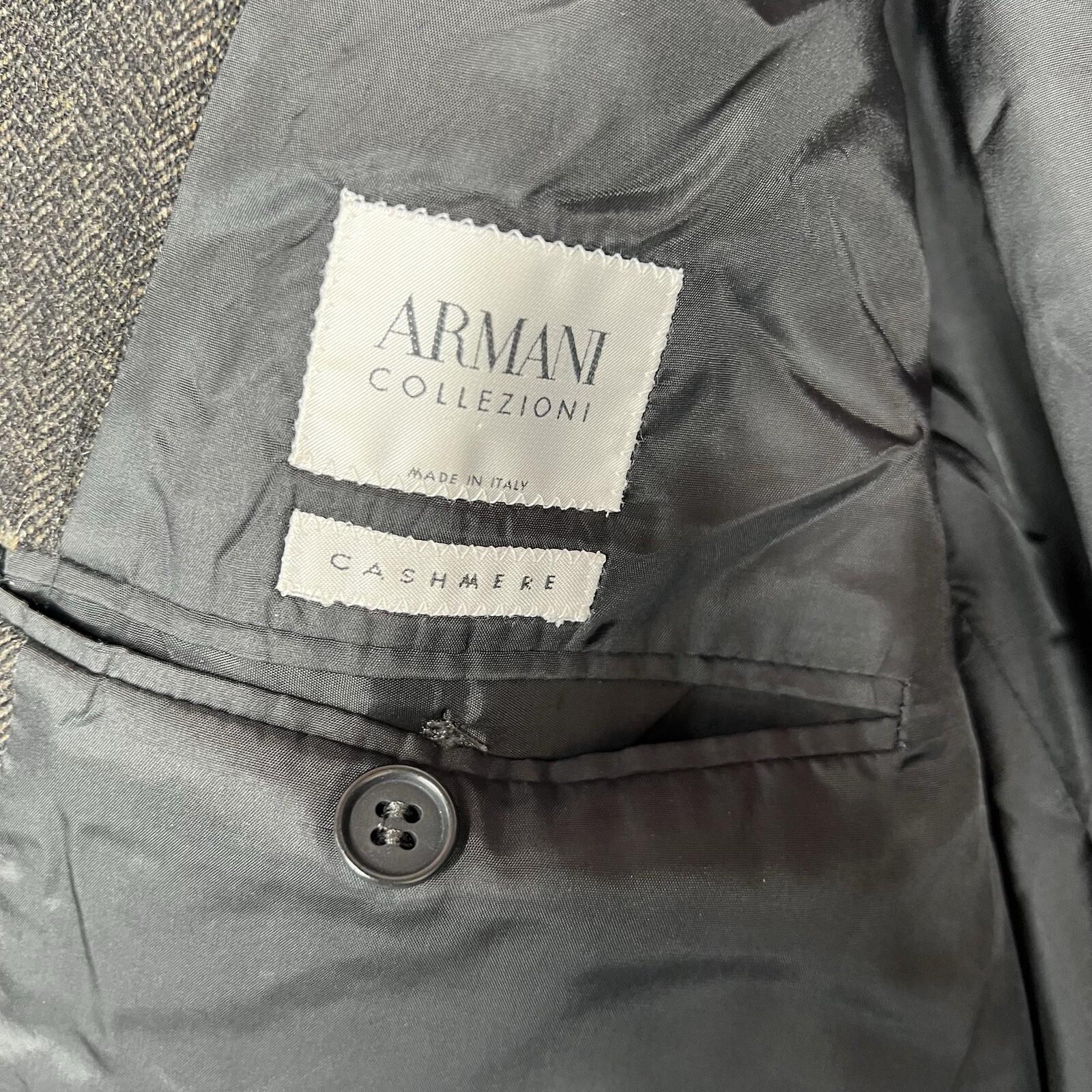 Armani Collezioni Men Vintage Cashmere Blazer 42L Brown Black Single Breasted