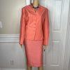 New KASPER 2PC Persimmon Silk Lined Stand Up Collar Skirt Suit Size 14 MSRP 0