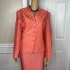 New KASPER 2PC Persimmon Silk Lined Stand Up Collar Skirt Suit Size 14 MSRP 0