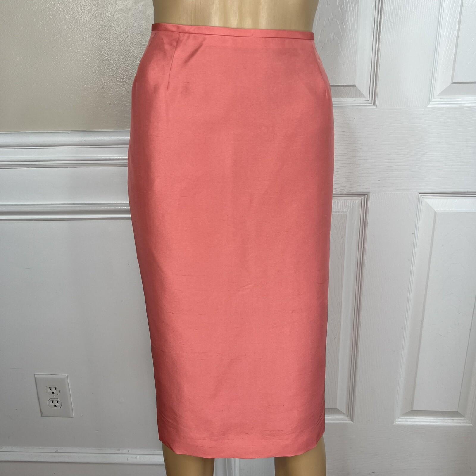 New KASPER 2PC Persimmon Silk Lined Stand Up Collar Skirt Suit Size 14 MSRP 0