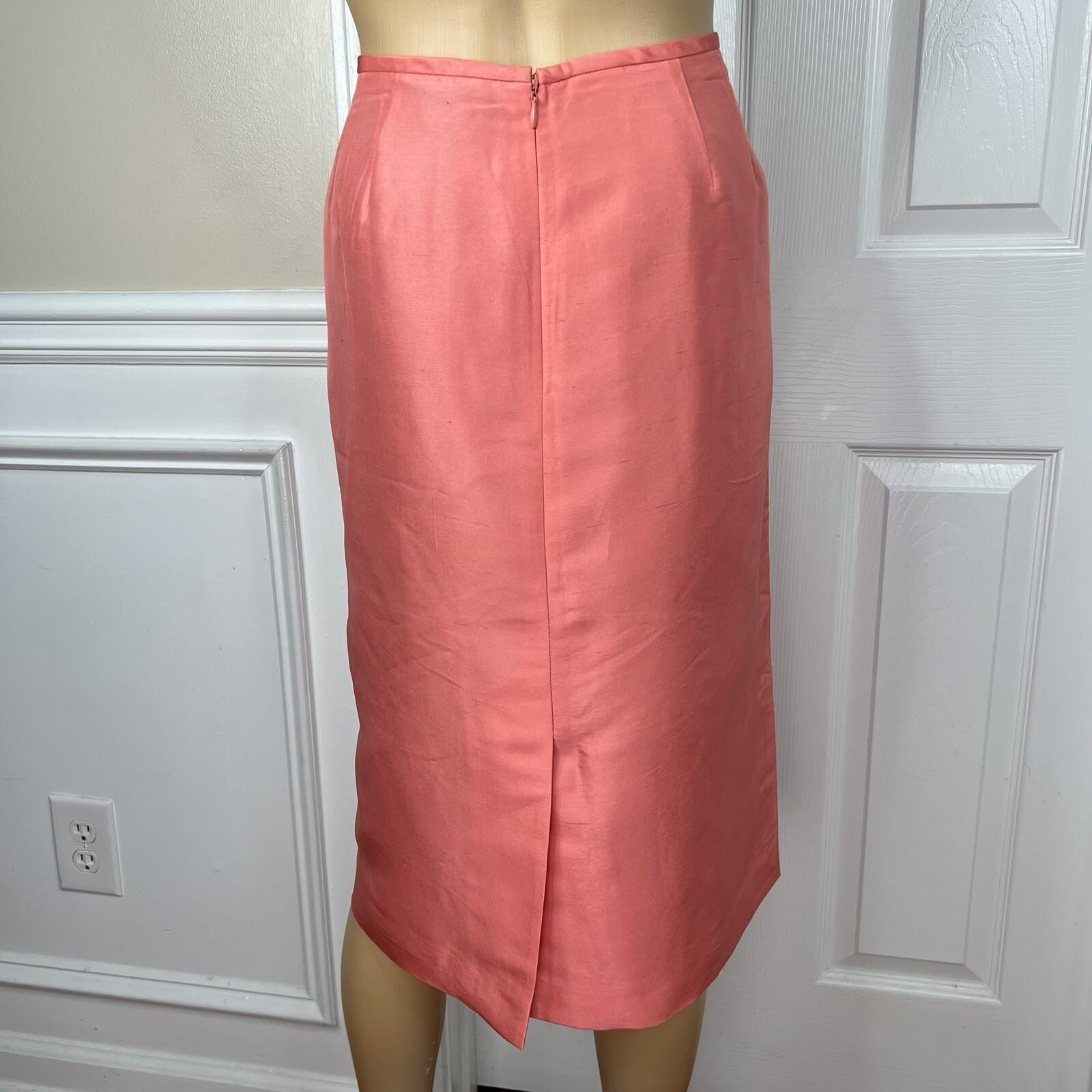 New KASPER 2PC Persimmon Silk Lined Stand Up Collar Skirt Suit Size 14 MSRP 0