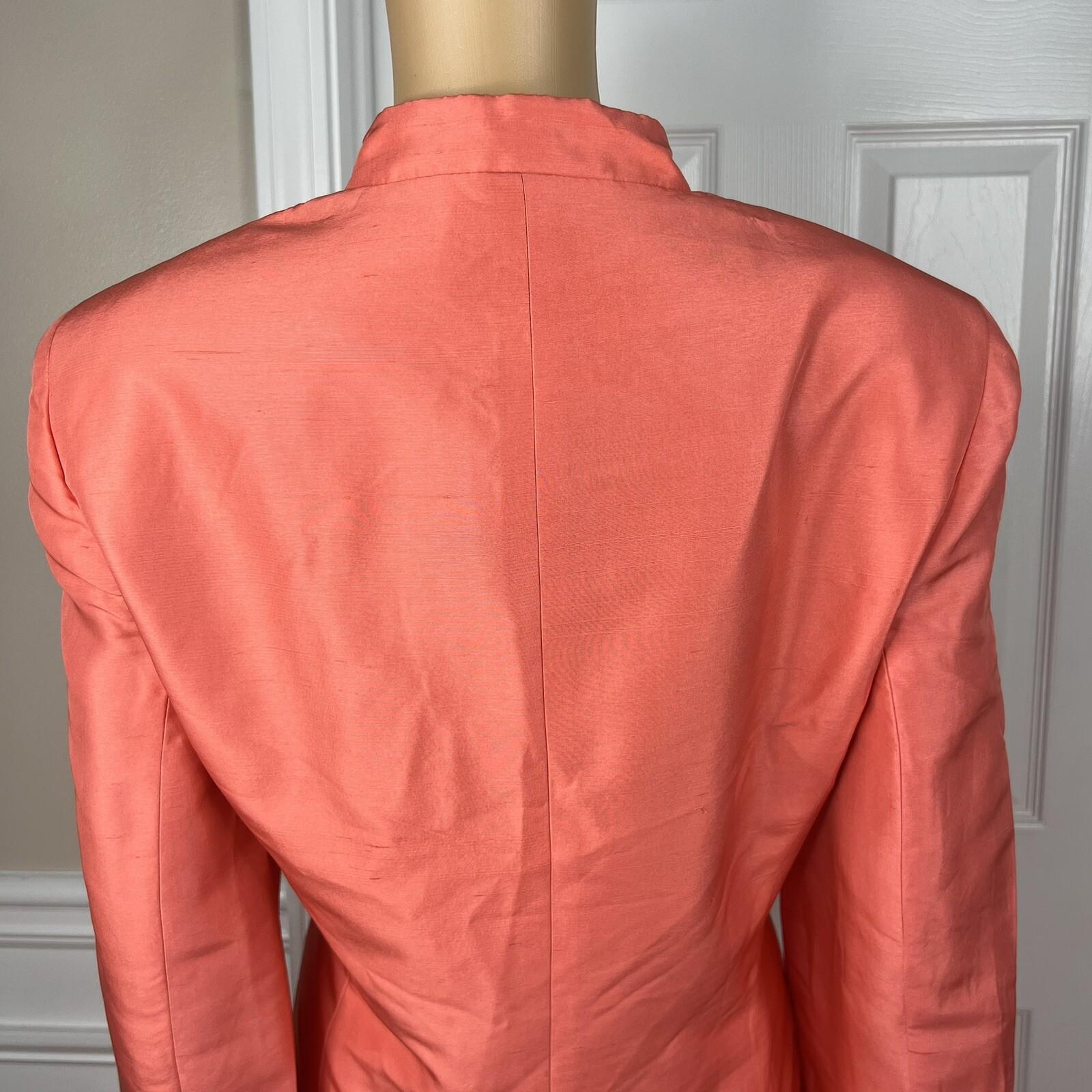 New KASPER 2PC Persimmon Silk Lined Stand Up Collar Skirt Suit Size 14 MSRP 0