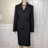 KASPER 2PC Black Polyester Lined Ruffle Cocktail Career Skirt Suit Size 10
