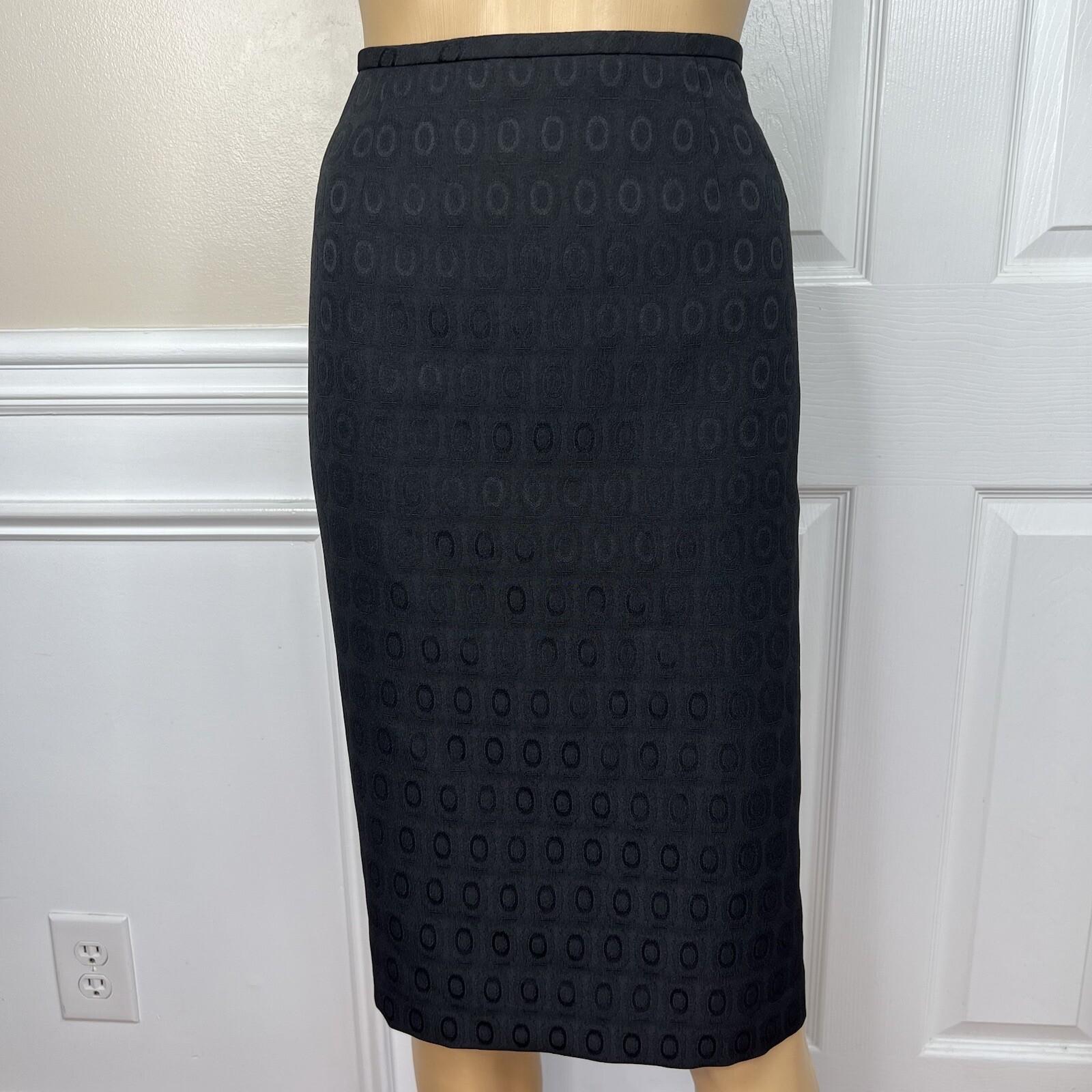 KASPER 2PC Black Polyester Lined Ruffle Cocktail Career Skirt Suit Size 10