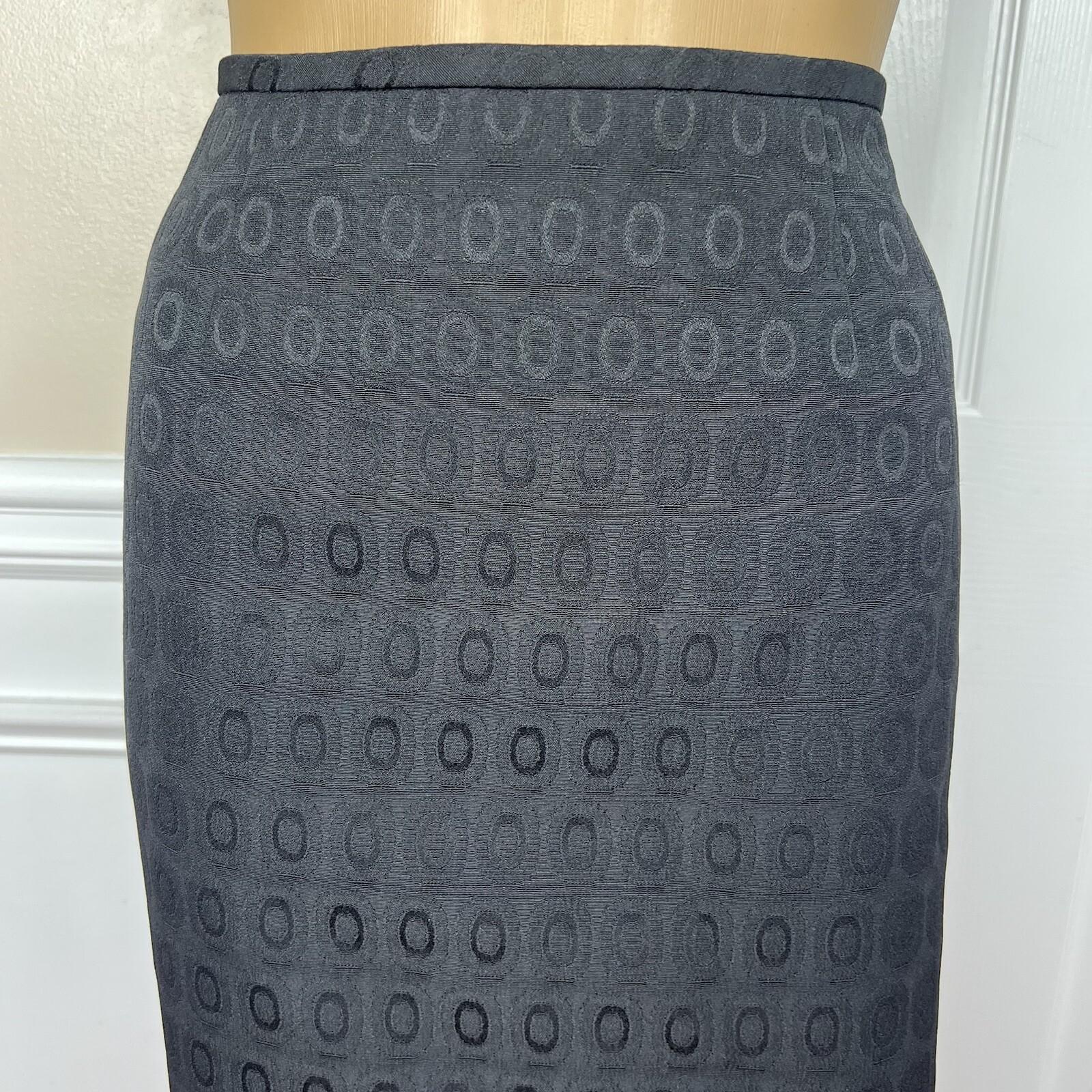 KASPER 2PC Black Polyester Lined Ruffle Cocktail Career Skirt Suit Size 10
