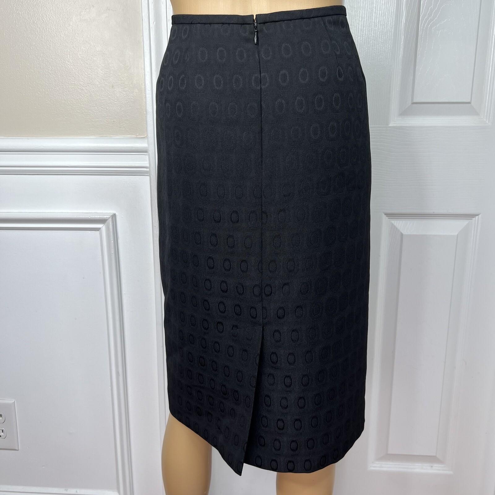 KASPER 2PC Black Polyester Lined Ruffle Cocktail Career Skirt Suit Size 10